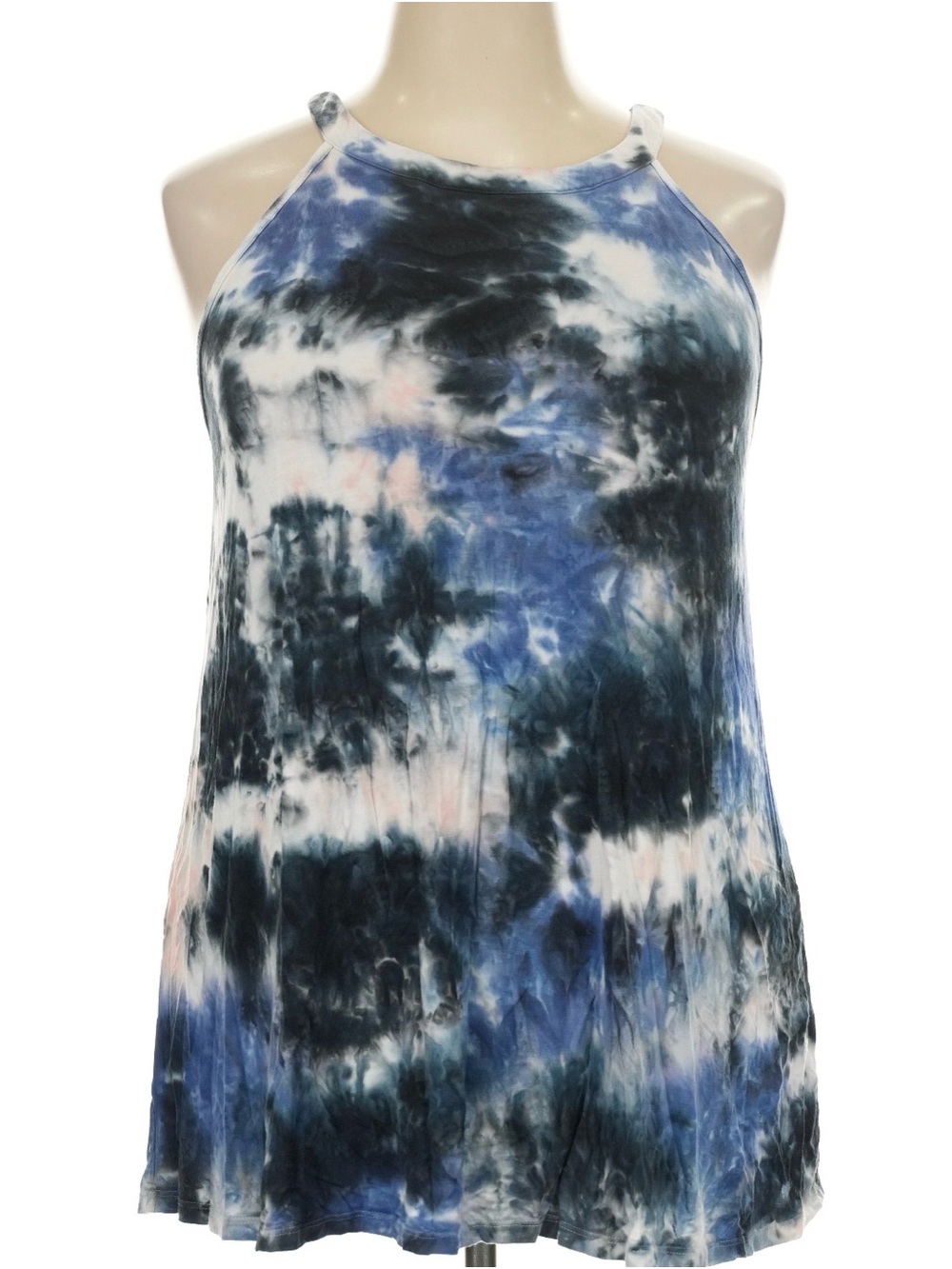 Torrid-Tie-Dye Halter Tank Top - Navy Blue, White & Pink